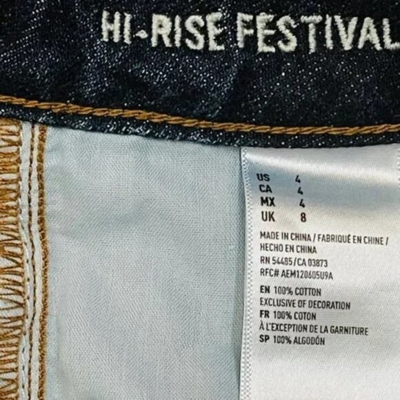 AMERICAN EAGLE Hi-Rise Festival Frayed Hem Jean Shorts - Size 4 - Picture 7 of 7